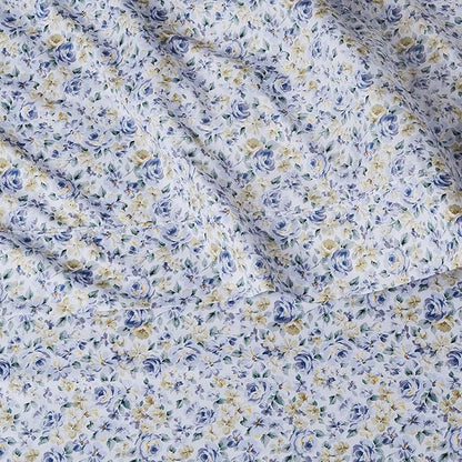 Amazon Basics Lightweight Super Soft Easy Care Wrinkle Free Breathable Brushed Microfiber 3 Piece Bed Sheet Set with 14-Inch Deep Pockets, Twin, Blue Floral, Kids, Men & Women Bedding