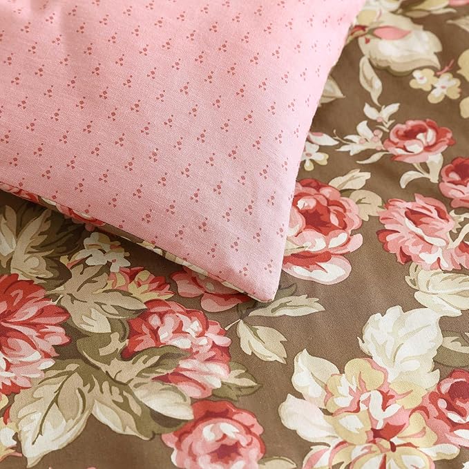 Laura Ashley - King Comforter Set, Soft Cotton Bedding with Matching Shams, Floral Home Decor, Oeko-Tex Certified (Bloomsbury Brown, King)