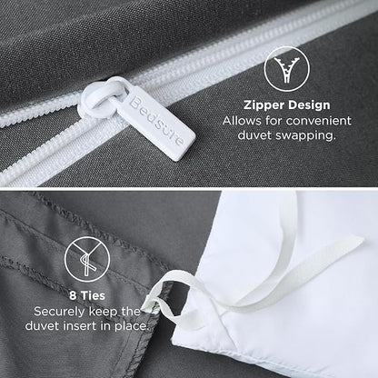 Bedsure Duvet Cover Full Size - Soft Double Brushed Bedding Set for Kids & Adults, Zipper Closure, 3 Pieces, Includes 1 Duvet Cover (80"x90") & 2 Pillow Shams, NO Comforter, Dark Grey