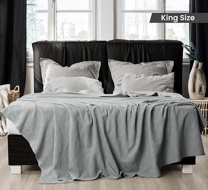 Utopia Bedding Cool Grey 100% Cotton Blanket [Twin Size - 90x72 Inch] Lightweight, Soft and Breathable Thermal Blanket for All Seasons