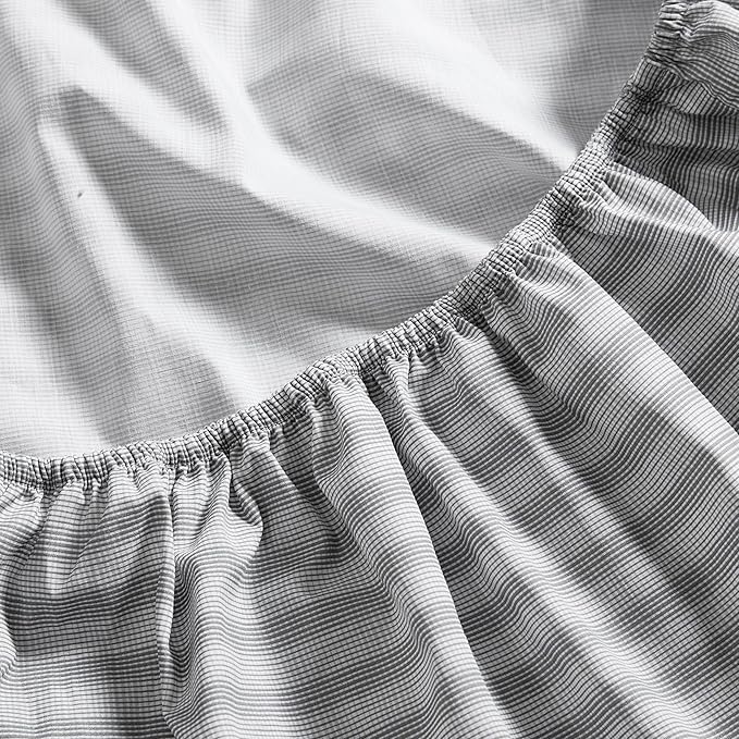 Nautica - Queen Size Sheet Set, Crisp & Tailored Cooling Sheets with a Smooth Cotton Percale Lightweight Feel - Bed Sheets with Matching Pillowcases & Fitted Sheet (Michael Plaid Grey)