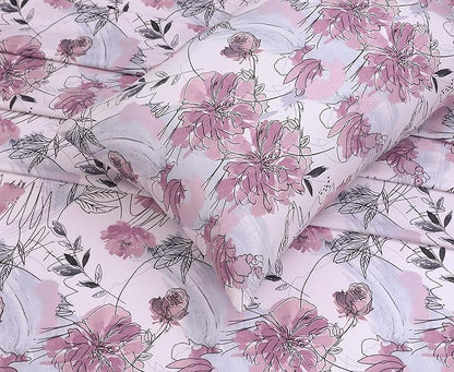 RUVANTI 100% Cotton Sheets – Split King Size Percale Bedding, Cooling & Breathable Floral Design, Durable with a Crisp, Soft & Comfortable Feel, 16" Deep Pocket, 5-Piece Set, Lilac Floral