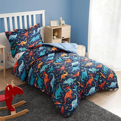Queen Dinosaur Kids Bedding Set for Boys, 3 Pieces Queen Dinosaur Kids Comforter Sets, Super Soft Lightweight for All Seasons, Includes 1 Comforter (88"x88") and 2 Pillowcase (20"x26"+2")