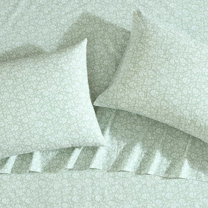 Laura Ashley - Sheets, Cotton Percale Bedding Set, Lightweight & Breathable Room Essentials (Heirloom Ditzy Green, King)