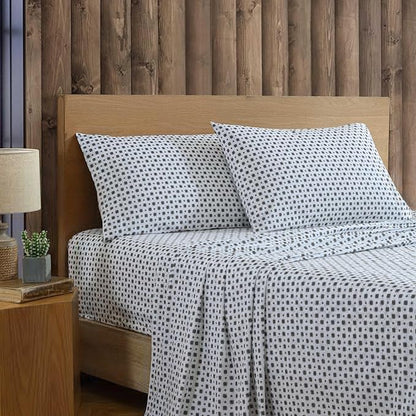 Eddie Bauer - Twin Sheet Set, Premium Cotton Percale Bedding Set, Super Soft Home Decor, Oeko-Tex Certified (Fairisle Sprinkle Black, Twin)