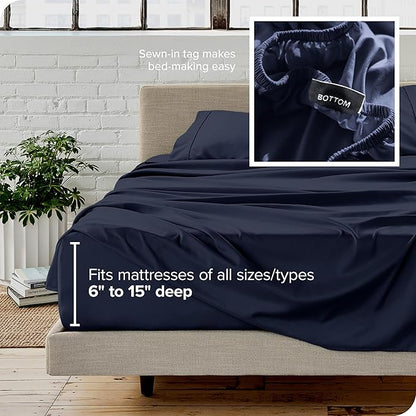 Bare Home Twin Sheet Set - 1800 Ultra-Soft Microfiber Twin Bed Sheets - Double Brushed - Deep Pockets - Easy Fit - 3 Piece Set - Bedding Sheets & Pillowcases (Twin, Midnight Blue)