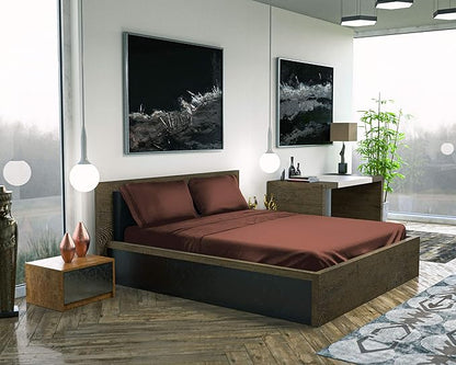 DREAMCARE Twin Sheets - Cooling Bed Sheets - 4pc Set - Deep Pocket - Soft & Long Lasting 100% Polyester with Side Pocket - Brown
