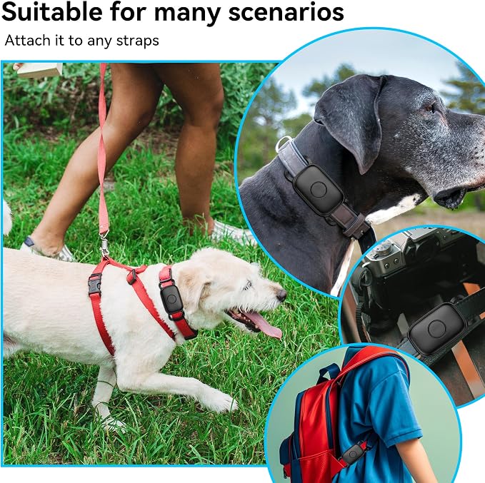 DDJ Dog Collar Holder for Tile Life360 Pro 2024 Tracker, 2-Pack Waterproof Silicone Cover Full-Body Protective Case for Tile Tracker Pet Collar, Ultra Durable, Scratch Resistant, Black,Blue