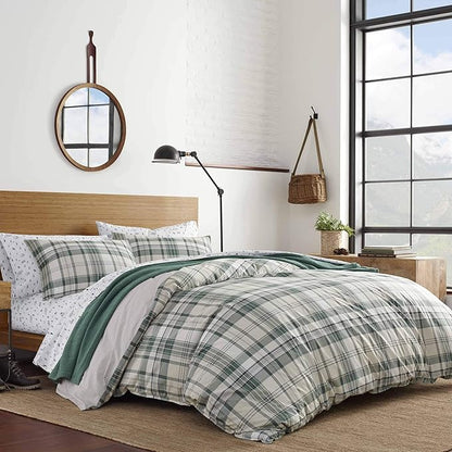 Eddie Bauer - King Comforter Set, Reversible Cotton Bedding with Matching Shams, Plaid Home Decor for All Seasons (Timbers Green, King)