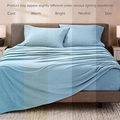 Bare Home Super Soft Fleece Sheet Set - Full Size - Extra Plush Polar Fleece, No-Pilling Bed Sheets - All Season Cozy Warmth (Full, Light Blue)