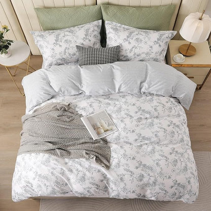 OAITE Duvet Cover Set,100% Cotton Comforter Cover with Leaf Pattern Duvet Cover Set,Soft Bedding Set Includes with 3 Piece (2 Pillow Shams,1 Duvet Cover)