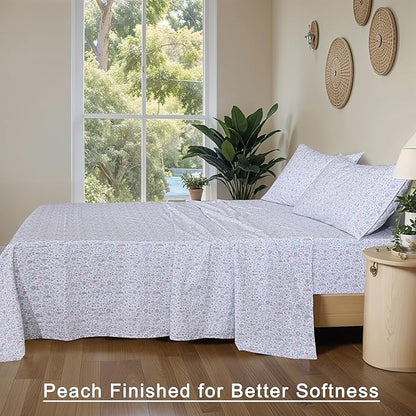 RUVANTI 100% Organic Cotton Sheets Split King, Percale Weave, GOTS Certified, 5-Piece Set, Deep Pocket 15", Crisp & Breathable, Soft Durable Bedding, Sábanas Algodón Orgánico – Multi Paisley
