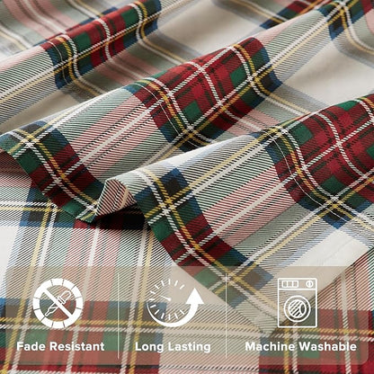 Comfort Spaces 100% Cotton Sheets Twin XL, Breathable, Naturally Cool Cotton Sheets, Cotton Bed Sheets 12" Elastic Pocket Fits up to 14" Mattress, All Seasons Sheet Set, Scottish Plaid Red 3 Piece