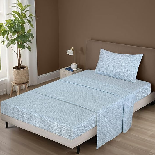 ZOYER 100% Cotton Sheets – Twin XL Size Percale Bedding, Cooling & Breathable, Durable with a Crisp, Soft & Comfortable Feel, 16" Deep Pocket, 3-Piece Set, Teal Geo