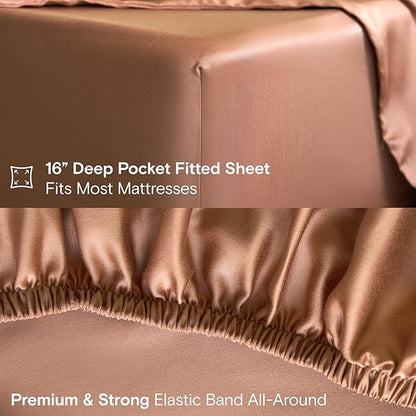 DOZ Sheet Set, 100% Viscose derived from Bamboo, Organically Grown, Buttery Soft, Cooling Sheets, High GSM, Deep Pockets - 2 Piece - 1 Pillowcase 1 Fitted Sheet (Clay, Twin)