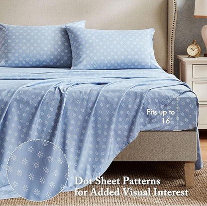 Madison Park Essentials Floral Comforter Set Queen Size, Vintage Flower Bedding Set with Sheet Set, 7 Pieces Bed in a Bag with Reversible Botanical Comforter, Pillowcases & Shams, Heather, Beige/Blue
