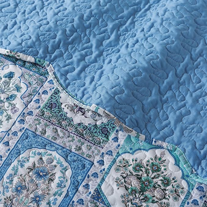HoneiLife Queen Quilt Bedding Set - 3 Piece Microfiber Quilt Sets Floral Bedspreads Rustic Coverlets for Queen Bed
