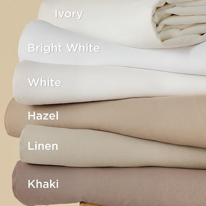 Bedsure Duvet Cover with Fitted Sheet Twin/Twin XL - Deep Pocket, Hotel Luxury Soft Double Brushed Bedding Set with Zipper Closure, 1 Duvet Cover, 1 Fitted Sheet, 1 Pillow Shams, NO Comforter, White