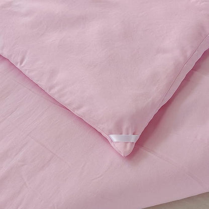 SDIII 3PCS Pink Twin Comforter Set with 2 Pillowcases, Brushed Microfiber Blush Pink Comforter Twin Lightweight, Dusty Rose Bedding All Season