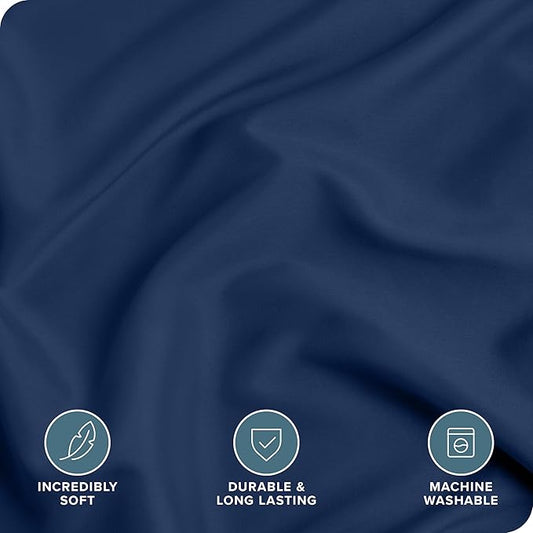 Bare Home Bedding Duvet Cover Oversized Queen Size - Premium 1800 Super Soft Collection - Lightweight, Cooling Duvet Cover - Soft Breathable (Oversized Queen, Dark Blue)
