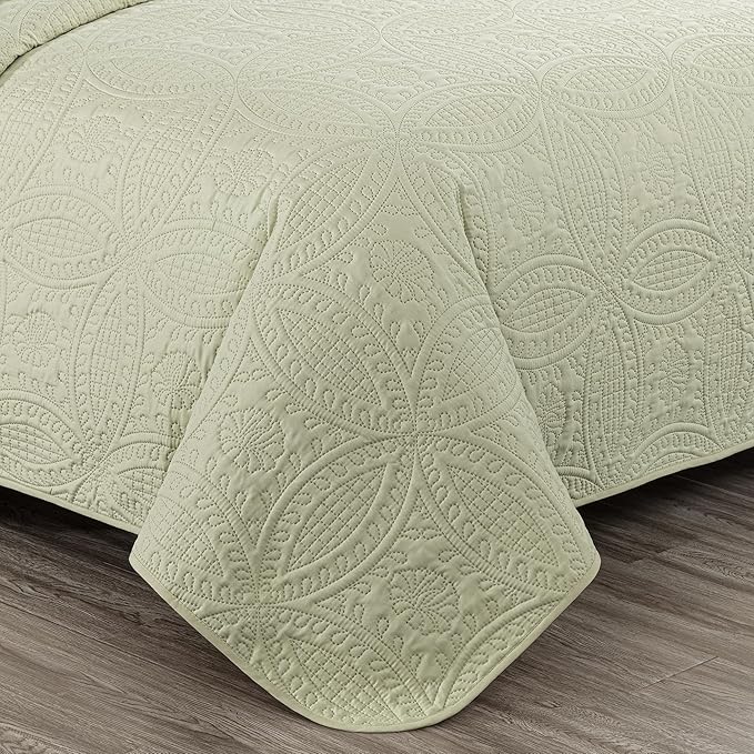 Chezmoi Collection Austin King Bedspread Set, Tan | 3-Piece, Pinsonic Quilted, Oversized, Coverlet Set