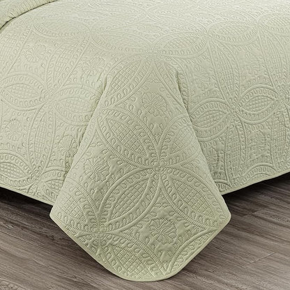 Chezmoi Collection Austin King Bedspread Set, Tan | 3-Piece, Pinsonic Quilted, Oversized, Coverlet Set
