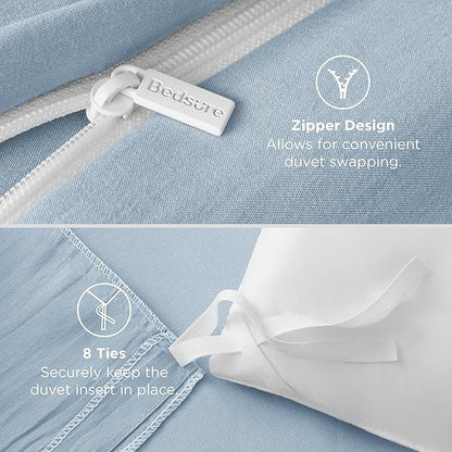 Bedsure Celestial Blue Duvet Cover King Size - 3 Pieces Prewashed Extra Soft Bedding Set, Includes 1 Duvet Cover 104x90 Inches with Zipper Closure & 2 Pillow Shams, Comforter Not Included