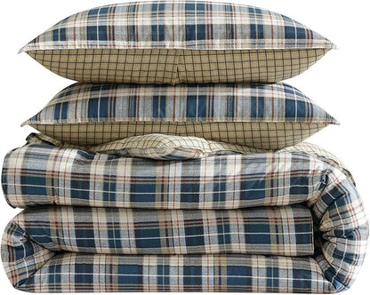 Eddie Bauer - Twin Comforter Set, Reversible Bedding with Matching Sham, Medium-Weight for Year Round Use, Dorm Essentials (Port Gamble Blue)