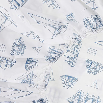 Nautica - King Size Sheets, Cotton Percale Bedding Set, Crisp & Cool, Coastal Home Decor (Whitewood Sail Blue, King)