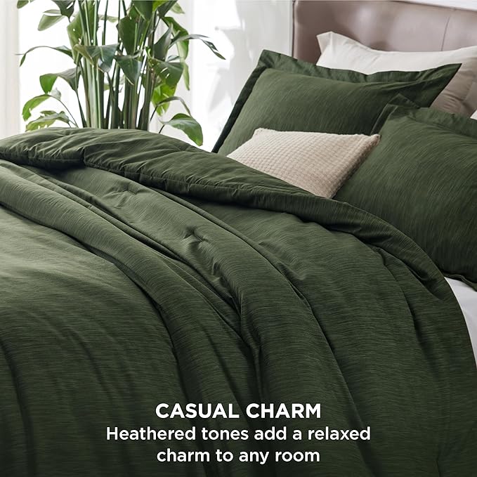 Bedsure Oversized King Comforter Set - Dark Green Soft Bedding for All Seasons, Cationic Dyed Bed Set, 3 Pieces, 1 Oversized King Size Comforter (120"x98") and 2 Pillow Shams (20"x36"+2")