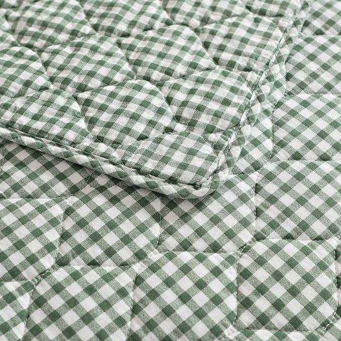 Laura Ashley - King Quilt Set, Pre-Washed Cotton Bedding with Matching Sham, Lightweight for Year Round Use, Oeko-Tex Certified (Gracies Gingham Green)