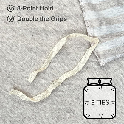 PURE ERA Jersey Knit Duvet Cover Set 100% T-Shirt Heather Cotton Super Soft Comfy Classic Striped Design, with Zipper Closure, Heather Beige Stripe, Queen