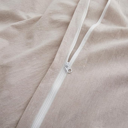 LOVQUE 100% Washed Cotton Duvet Cover Set King Size, Linen Like Natural Bedding Set with Zipper Closure (No Comforter), 104x90 Inches, Light Linen Grey