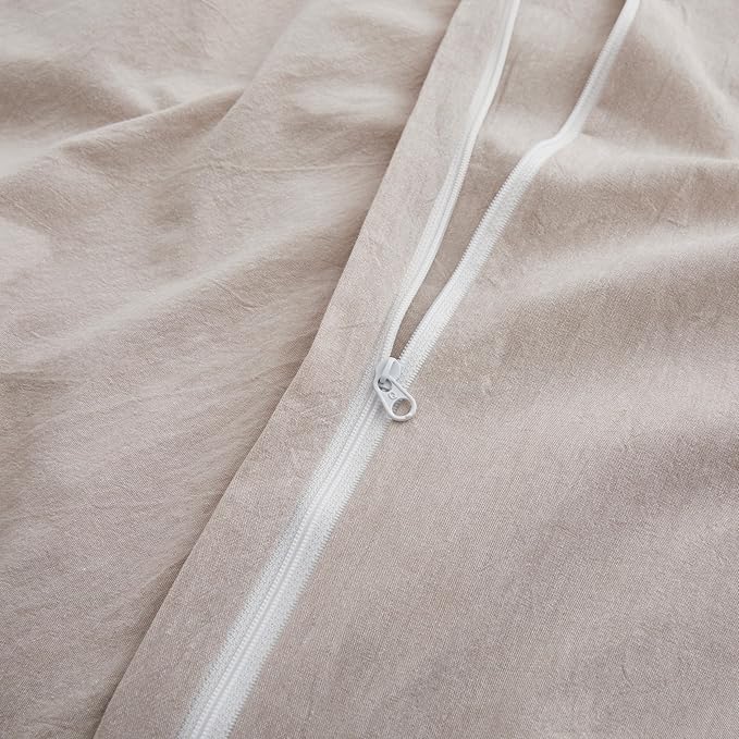 Linen Light Grey Duvet Cover Full Size, 100% Washed Cotton Linen Like Bedding Set with Zipper Closure (No Comforter), 80x90 Inches