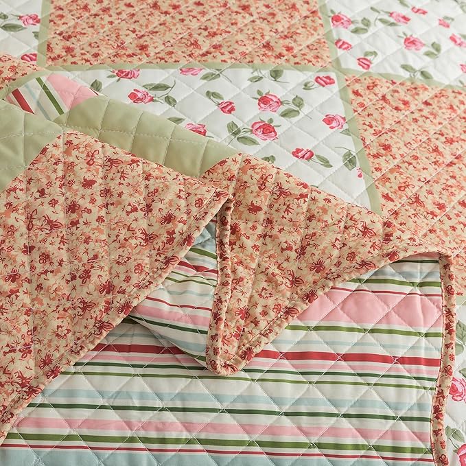 HoneiLife King Size Quilt Sets - 3 Piece Microfiber Quilt Set Lightweight Bedspreads Reversible Coverlets Rustic Bed Cover King Quilt Bedding Set All Season Use