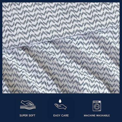 Nautica - Sheets, Cotton Percale Bedding Set with Matching Pillowcases, Crisp & Cool, Deep Pocket (Ikat Wave Blue, King)