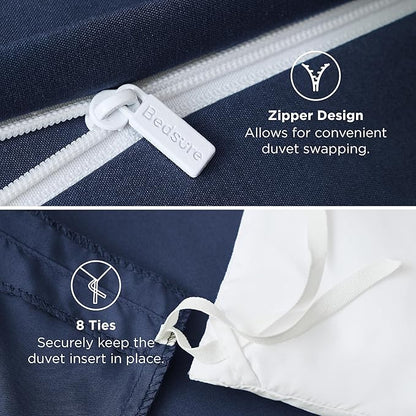 Bedsure Duvet Cover California King Size - Soft Double Brushed Bedding Set for Kids & Adults, Zipper Closure, 3 Pieces, Includes 1 Duvet Cover (104"x98") & 2 Pillow Shams, NO Comforter, Navy Blue