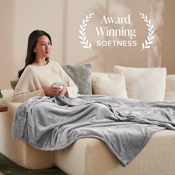Bare Home Fleece Blanket - Full/Queen - Ultra-Soft Lightweight for Bed, Sofa, and Couch - Luxury Microplush - Cozy Warm Blanket (Full/Queen, Light Grey)