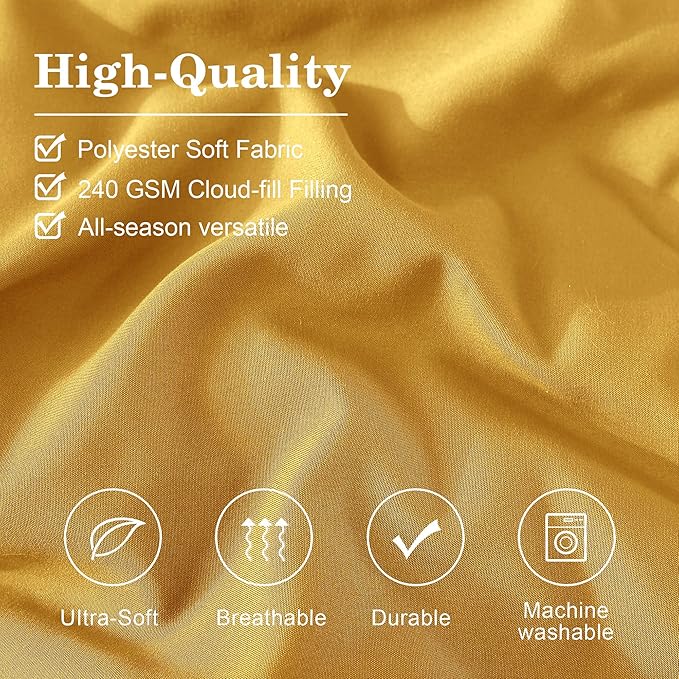 Monbix Full Comforter Set - 7 Pieces Bright Yellow Bed in a Bag Full Size Bedding Sets with Comforters, All Seasons Comforter with Sheets, Pillowcases & Shams