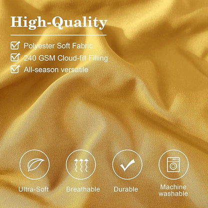 Monbix Full Comforter Set - 7 Pieces Bright Yellow Bed in a Bag Full Size Bedding Sets with Comforters, All Seasons Comforter with Sheets, Pillowcases & Shams