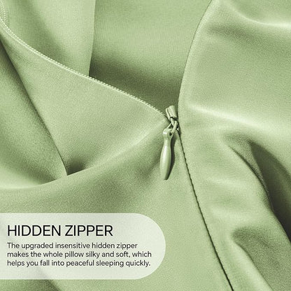 INFIIXSO Mulberry Silk Pillowcase for Hair and Skin, Silk Pillow Cases Standard Size with Hidden Zipper 20"x26", Extraordinary Smooth and Soft Cooling Pillow Cases for Hot Sleepers(Sage Green, 1 Pack)