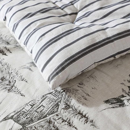 Eddie Bauer - King Comforter Set, Reversible Bedding with Matching Sham(s), Super Soft and Cozy Home Decor (Rocky Mountain Cabin Grey, King)
