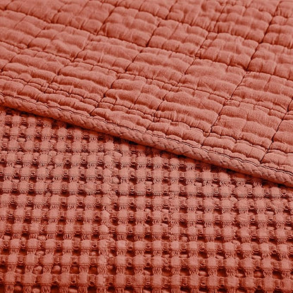 Levtex Home Mills Waffle Twin Bedspread Set (84x104in) with 1 Pillow Sham (26x20in) - Adobe - 100% Cotton Twin Size Bedspread Set - Lightweight, Soft, Pre-Washed