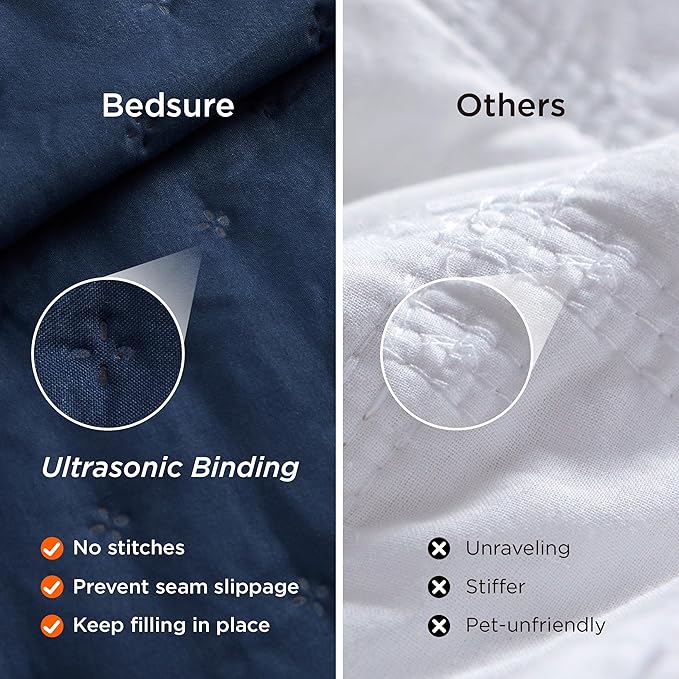 Bedsure King Quilt - Navy Blue Bedspread King Size & Lightweight Comforter, Modern Coverlet with Clover Pattern, Ultra Soft All-Season Bedding, 106 x 96 Inches | Stitch-Free Quilting, Ultra Soft, Lightweight, Machine Washable, Pet-Friendly