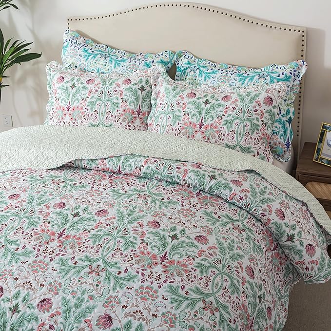 HoneiLife Quilt Set King Size - Microfiber Bedspreads 3-Piece,Reversible Coverlets Lightweight Bedcover King Quilt Bedding Sets