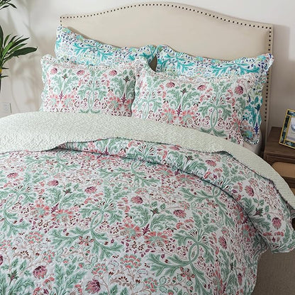 HoneiLife Quilt Set King Size - Microfiber Bedspreads 3-Piece,Reversible Coverlets Lightweight Bedcover King Quilt Bedding Sets