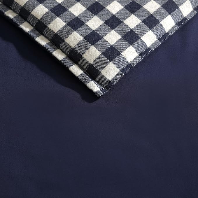 Eddie Bauer - King Comforter Set, Reversible Cotton Bedding with Matching Shams, Pre-Washed for Added Softness (Kingston Navy, King)