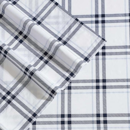Nautica - Full Bed Sheets, Lightweight Cotton Percale Bedding Set with Matching Pillowcases, Crisp & Cool, Oeko-Tex Certified (Ryan Cove Plaid Blue)