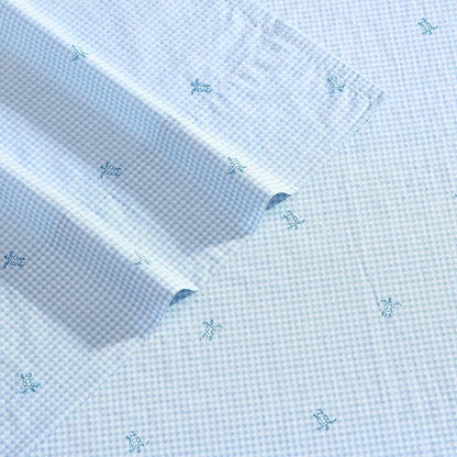Laura Ashley - King Sheets, Cotton Percale Bedding Set, Lightweight & Breathable Home Decor (Turtle Gingham Blue, King)
