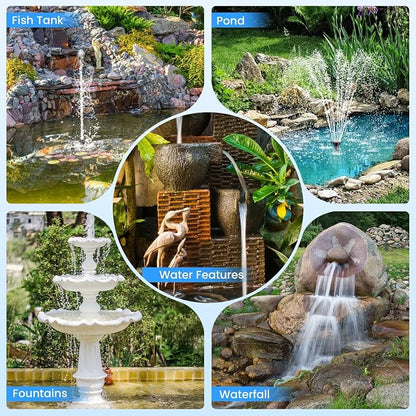 Pond Filter with 12W Solar Fountain Pump, Solar Pond Filter with 160GPH Pump & Fountain Kit, Outdoor Filter Box with 6.6FT PVC Tubing, Perfect for Ponds Clean, Clear, and Add Water Features